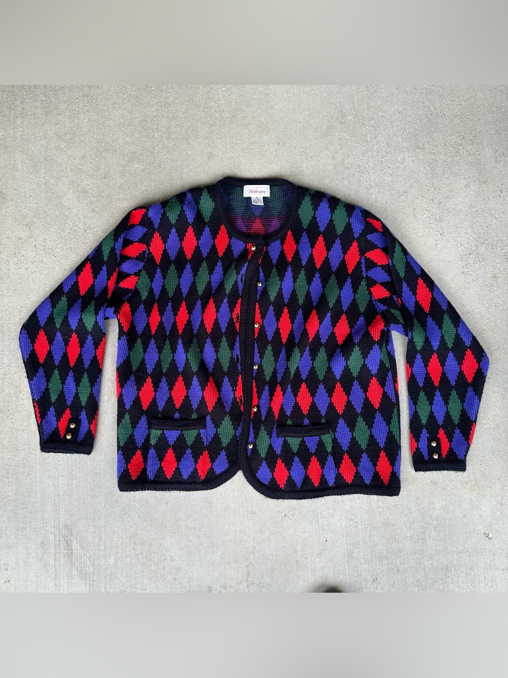 Vintage 90s Worthington
Multicolor Diamond Cardigan XL